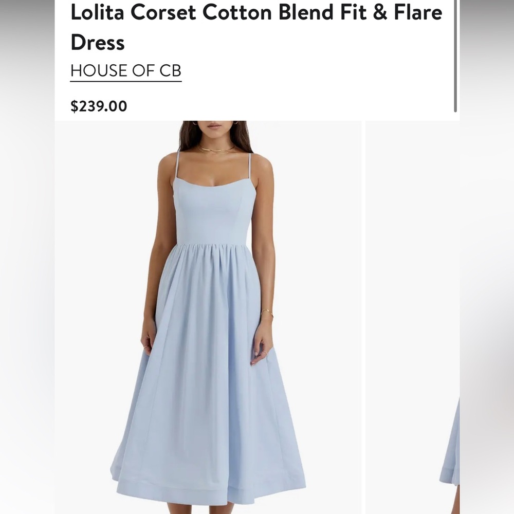 HOUSE OF CB 'Lolita' Light Blue Corset A-line Sundress Small